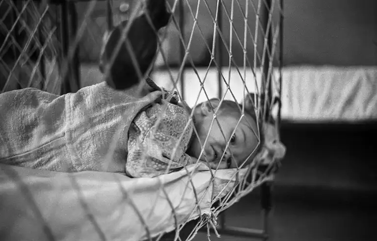 Specialized Children's Home No. 2, which houses children with congenital malformations, postpartum injuries, and those who, according to doctors, cannot live among ordinary children. St. Michurina. Novokuznetsk. Kemerovo region. Kuzbass. Siberia. 10/28/1987 Photo Vladimir Sokolaev/Liberty SU Archive