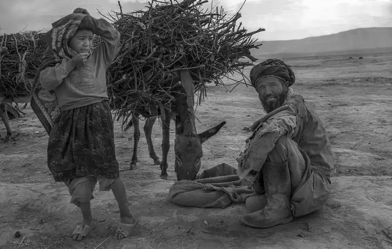 Afghan travelers. The beginning of Operation Enduring Freedom in Northern Afghanistan, October, 2001. Photo by Oleg Klimov