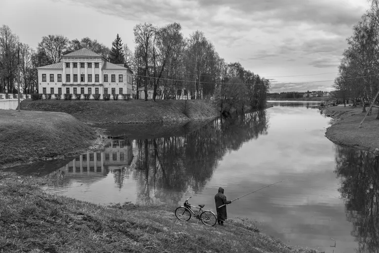 A fisherman in the city centre — Uglich, Russia’s Golden Ring, May 2026. Photo © Oleg Klimov for Panos Pictures.